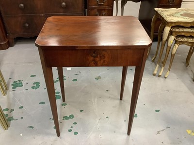 Lot 893 - Nineteenth century mahogany side table with hinged rising lid on square taper legs, 54.5cm wide, 38cm deep, 74cm high