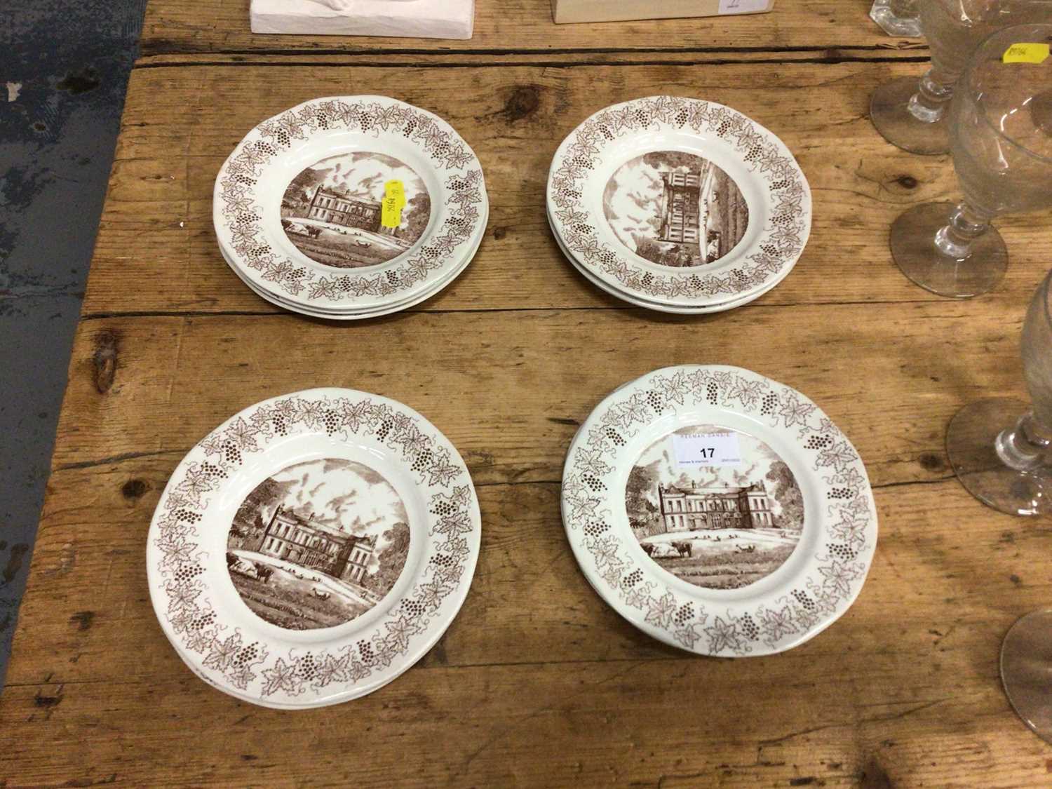 Lot 17 - Eleven transfer printed side plates decorated with Hintlesham Hall, Suffolk, with titles to the backs
