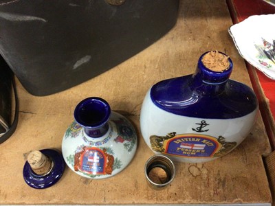 Lot 538 - Half bottle Dimple Scotch Whisky with empty Bells jars Worthington E jug, Pusser's Navy rum and miniature Martell cognac