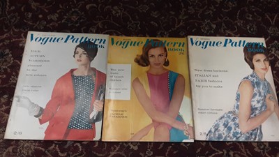 Lot 69 - Box of vintage Vogue patterns and magazines, together with a box of books including 20th century fiction