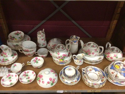 Lot 551 - Hammersley & Co. bone china tea service with pink floral decoration and blue and floral pattern teaware