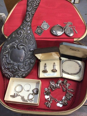 Lot 684 - Group silver and white metal jewellery and silver dressing table mirror