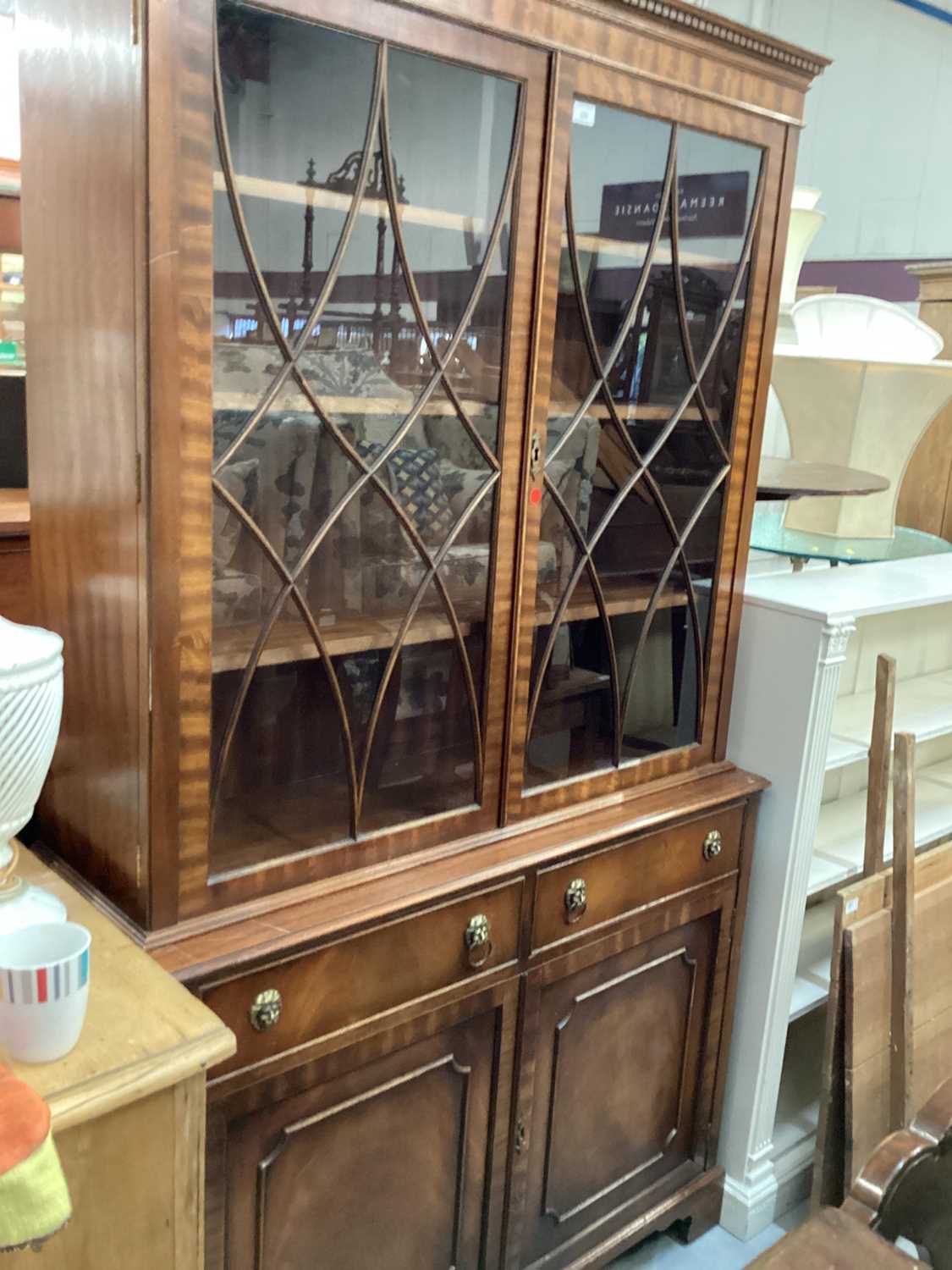 Lot 906 style mahogany two height bookcase