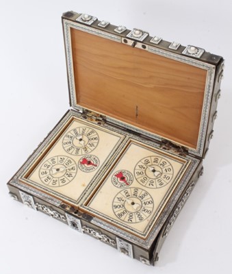 Lot 67 - 19th century Anglo Indian sandalwood and horn games box