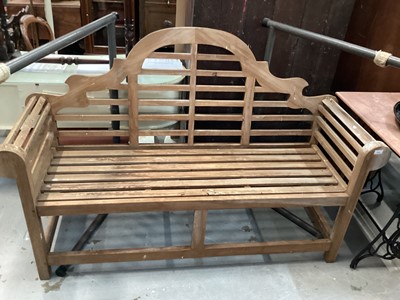 Lot 919 - Lutyens style teak garden bench, 165cm wide, 56cm deep, 105cm high