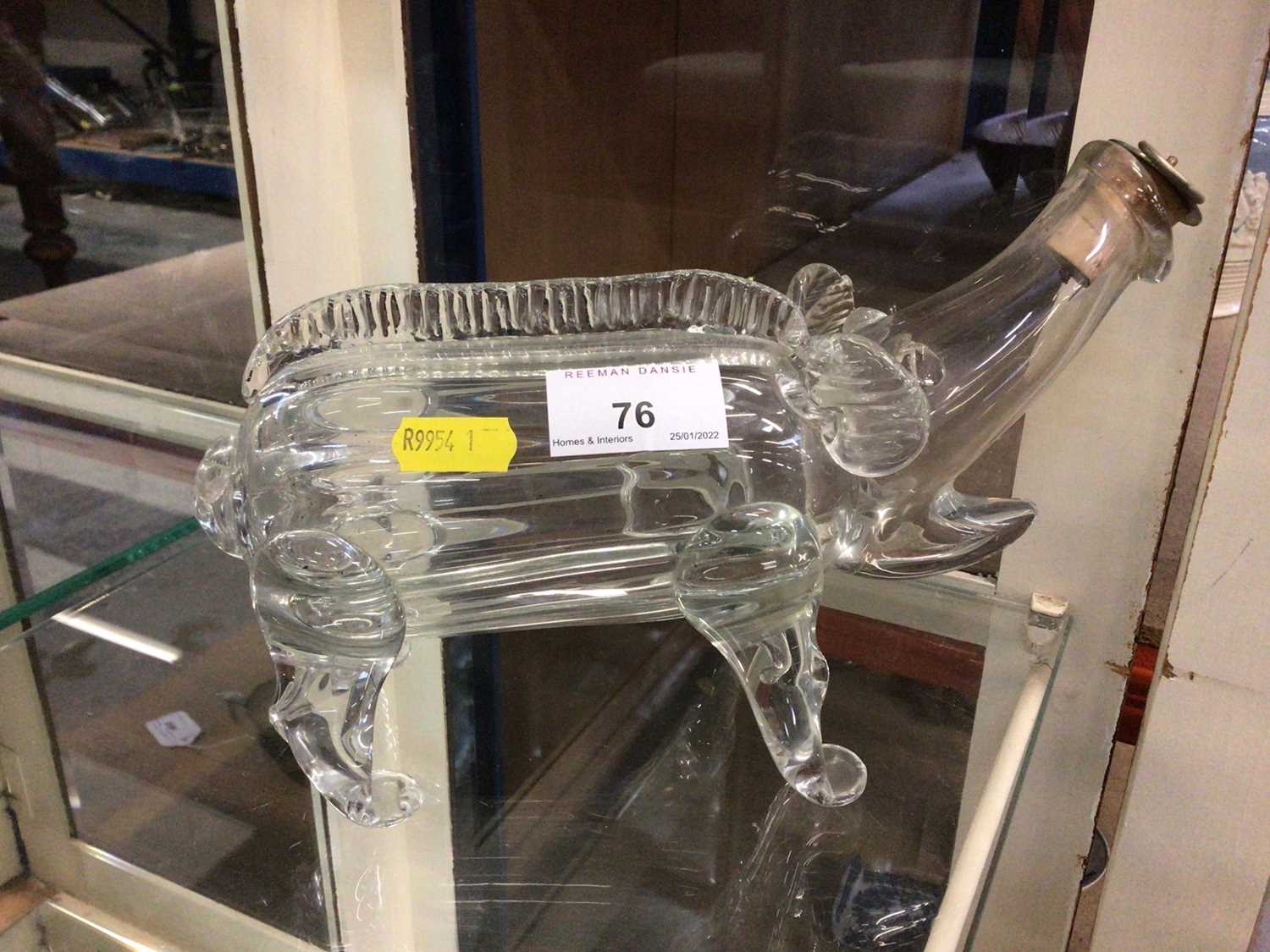Lot 76 - Edwardian glass decanter in the form of a pig