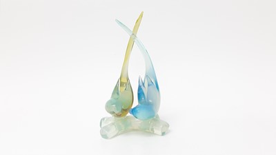 Lot 1101 - Opalescent glass model of two lovebirds, possibly Murano