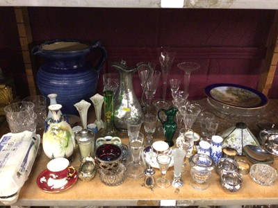 Lot 560 - Selection of liquor glasses, cut glass tumblers, plated ware and china