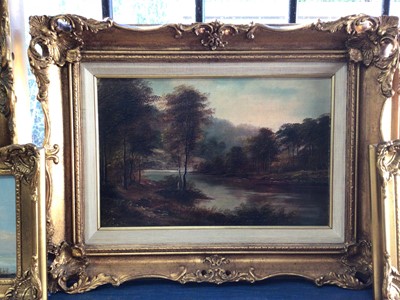 Lot 217 - Pair of oil on canvas landscapes and an oil depicting a monk in a cellar and two pairs of oil landscapes
