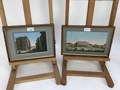 Lot 300 - Classical Italian buildings Florence, Italy, two engravings -  Colonna di Santa Trinita and Palazzina delle Cascine