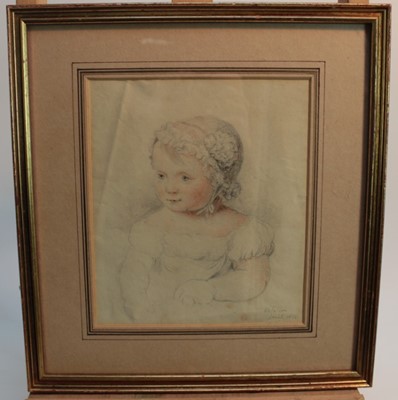 Lot 231 - W Fallon 19th century watercolour - Young Child, signed and dated 1839