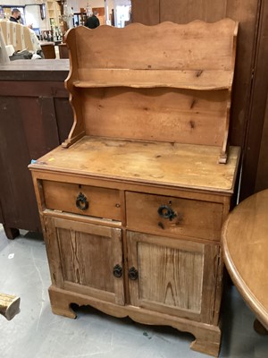 Lot 939 - Old pine chiffonier with raised shelf back, two drawers and two panelled doors below, 81cm wide, 42.5cm deep, 132cm high