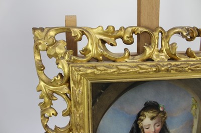 Lot 169 - Maria Hunt, watercolour - 'Angelina', 22.5cm x 26cm in Florentine frame