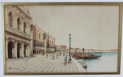 Lot 313 - Andrea Biondetti watercolour - Venetian scene, signed, 30cm x 18cm, in glazed frame.