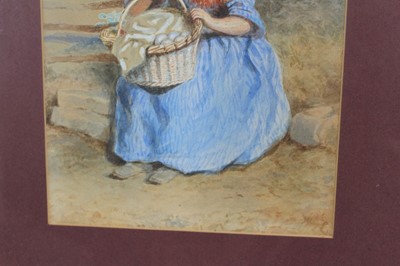 Lot 134 - A pair of 19th century watercolours - Boy and Girl on the beach, 22cm x 33cm in glazed frames (2)