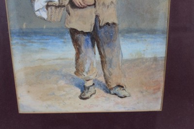 Lot 134 - A pair of 19th century watercolours - Boy and Girl on the beach, 22cm x 33cm in glazed frames (2)