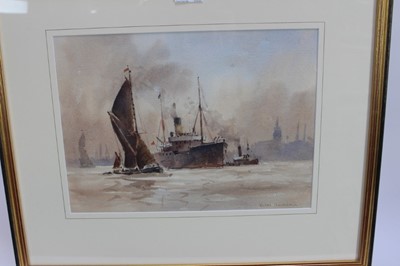 Lot 164 - Runnagal (Wapping Group artist) watercolour - Thames scene, signed