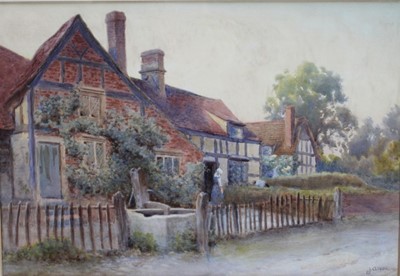 Lot 163 - J Aitken watercolour - ‘Cottages at Copthorn on Avon Worcestershire’, signed