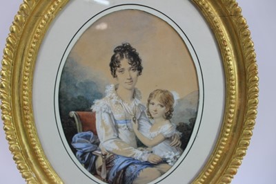 Lot 166 - Regency watercolour - mother and child, 20cm x 26.5cm in glazed gilt frame