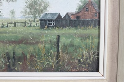 Lot 165 - James Wright oil on canvas - Farm in a landscape, signed, 55cm x 36cm