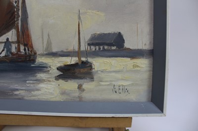 Lot 168 - Vic Ellis (1921-1984) oil on board - marine scene, signed, 34.5cm x 24cm