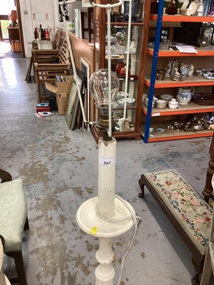 Lot 947 - White painted standard lamp together with a brass standard lamp (2)