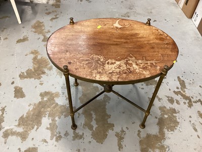 Lot 951 - Good quality early 20th century brass framed occasional table with oval mahogany top, 60cm wide, 44cm deep, 52cm high