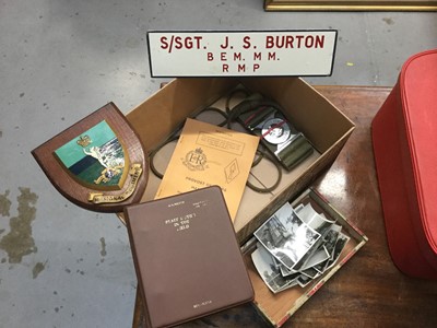 Lot 322 - Royal Corps of Signals Regimental plaque, military training manual, belt and collection of 1950's / 60's military photographs.