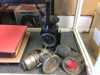 Lot 326 - Railway lamp together with a pair of cycling lamps (3)