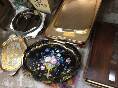 Lot 470 - Quantity of various trays and two decorative bins