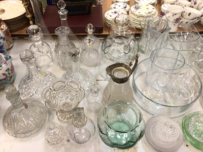 Lot 472 - Large quantity of glassware including decanters, jugs, vases, dishes etc