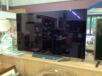 Lot 127 - LG OLED flatscreen smart television, model number OLED55B9PLA with remote control, together with an LG sound bar model number SK1D