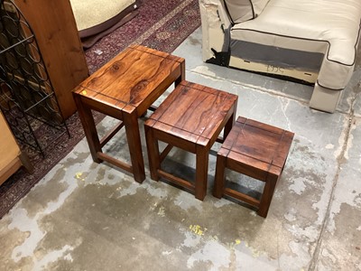 Lot 964 - Nest of three hardwood occasional tables, largest is 45cm wide, 30.5cm deep, 45.5cm high