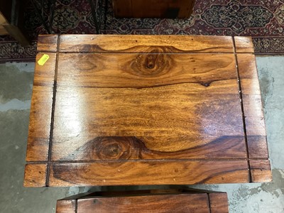 Lot 964 - Nest of three hardwood occasional tables, largest is 45cm wide, 30.5cm deep, 45.5cm high