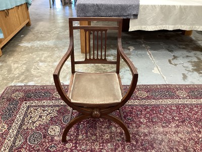 Lot 965 - Antique mahogany elbow chair with pierced splat back and padded seat