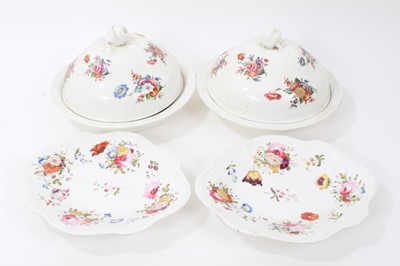 Lot 264 - Service of 19th century possibly welsh floral painted tablewares