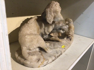 Lot 239 - 19th century carved alabaster dog group