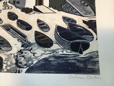 Lot 118 - Graham Clarke (b. 1941) print - Cadgwith, signed and numbered 38/50, 66cm x 46cm, unframed