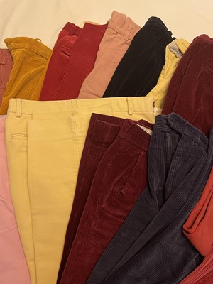 Lot 113 - Twenty pairs of good quality gentlemen's trousers to include Magee, Hackett, tweed shooting breeks, cords, moleskins and others, mostly 34 inch waist