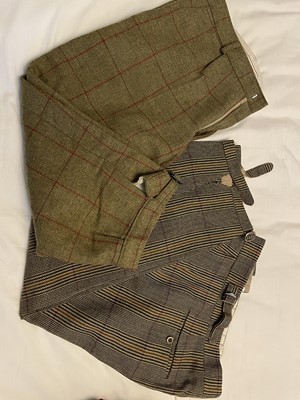 Lot 113 - Twenty pairs of good quality gentlemen's trousers to include Magee, Hackett, tweed shooting breeks, cords, moleskins and others, mostly 34 inch waist