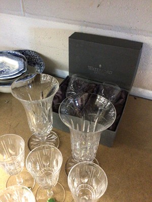 Lot 222 - Quantity of Waterford crystal, including glasses, goblets, dolphin figure, etc