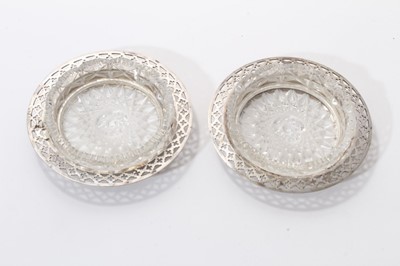 Lot 390 - Pair silver and cut glass butter dishes