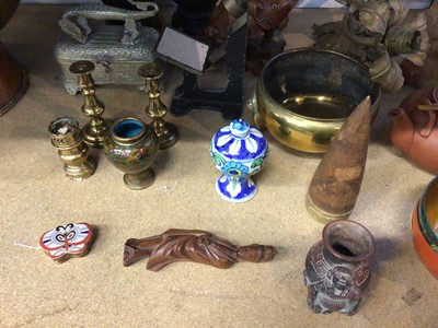 Lot 226 - Oriental and other items, including a pair of lacquer vases, terracotta teapot, etc