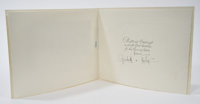 Lot 61 - T.R.H.The Princess Elizabeth (later H.M.Queen Elizabeth II) and The Duke of Edinburgh, signed 1948 Christmas card with scene of Glamis in Winter to cover, signed ' from Elizabeth and Philip ' wit...