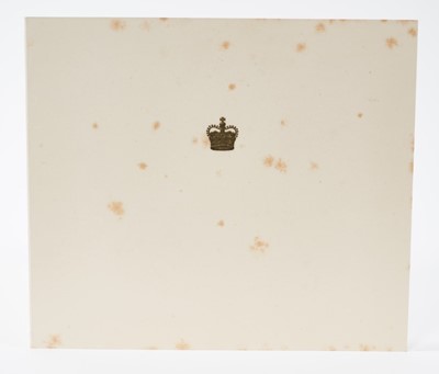 Lot 67 - H.M Queen Elizabeth II and H.R.H. The Duke of Edinburgh, signed 1954 Christmas card with gilt crown to cover, photograph of the Royal couple and their young children waving from the balcony of Buck...