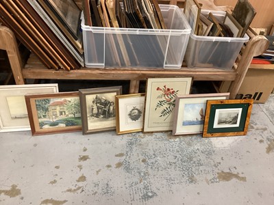 Lot 119 - Large collection of pictures to include 19th century engraving and watercolours, bird prints and others, approximately 60