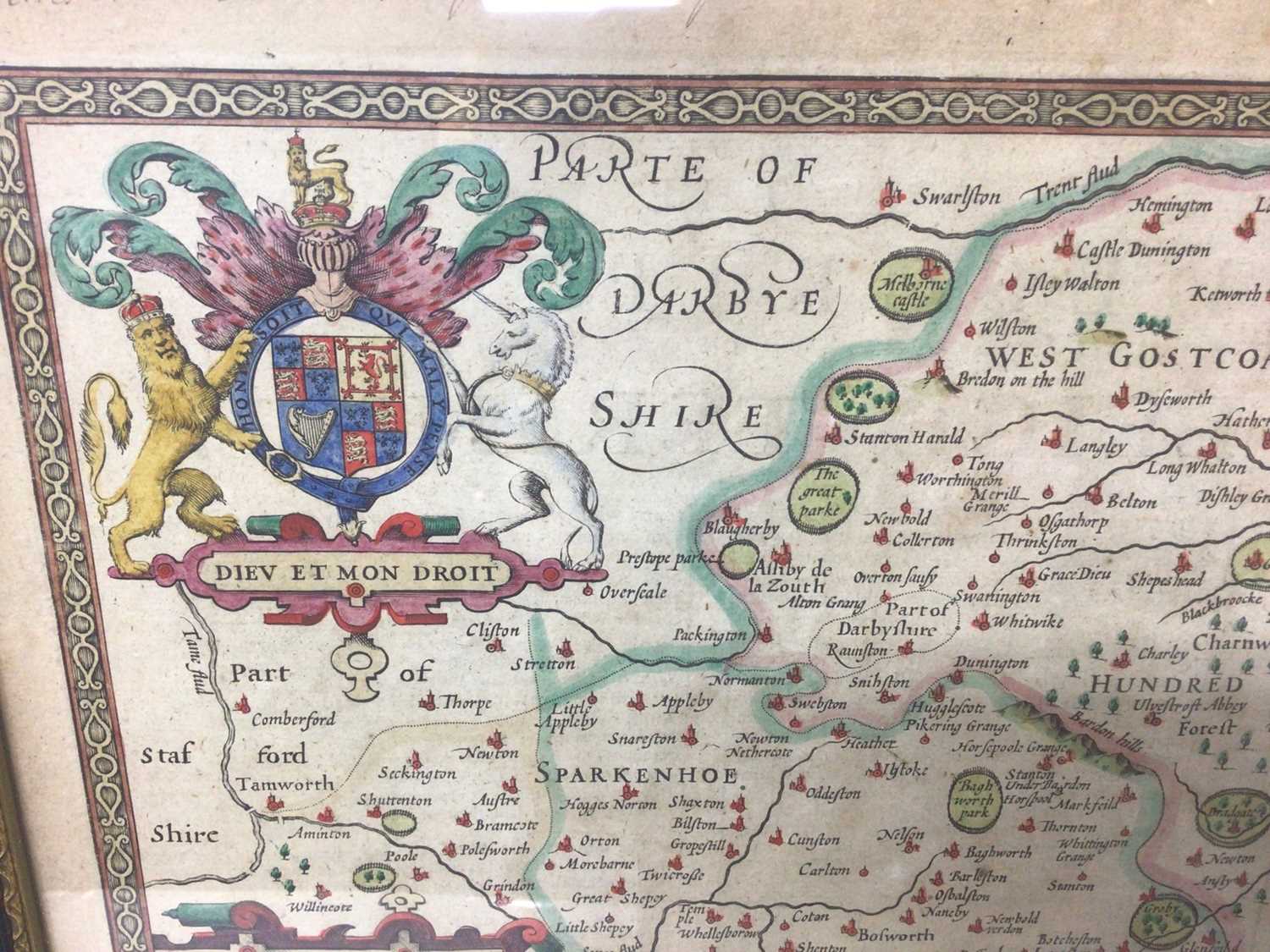 Lot 126 - John Speede - map of Leicestershire and a small 18th century map