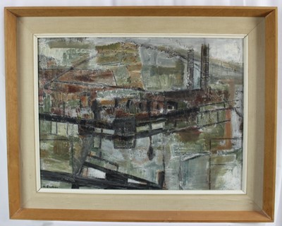 Lot 180 - 1950’s oil on board - landscape, signed M. Sherbon, 59cm x 44cm, framed