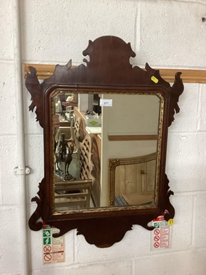 Lot 977 - Georgian mahogany framed wall mirror with gilt slip, 70cm x 50.5cm