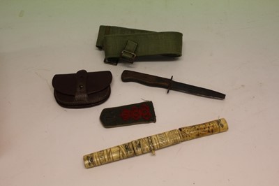 Lot 941 - First World War German trench knife ( tip broken ) and other items